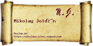 Mikolay Jolán névjegykártya