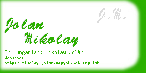 jolan mikolay business card